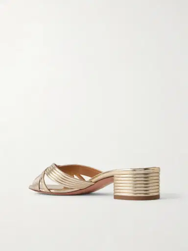 Aquazzura Sundance 35 Metallic Leather Mules | Thumbnail 3 Aquazzura Sundance 35 Metallic Leather Mules | Thumbnail 3