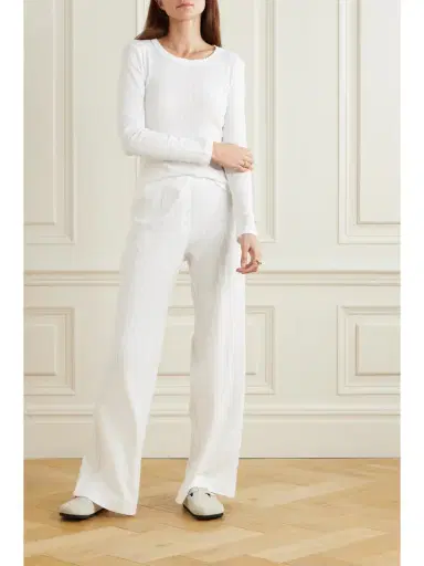 LESET Boxer Pointelle-knit Cotton Pants | Thumbnail 2 LESET Boxer Pointelle-knit Cotton Pants | Thumbnail 2
