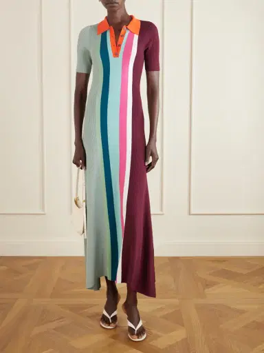 Christopher John Rogers Striped Crochet-knit Jersey Maxi Dress | Thumbnail 2 Christopher John Rogers Striped Crochet-knit Jersey Maxi Dress | Thumbnail 2