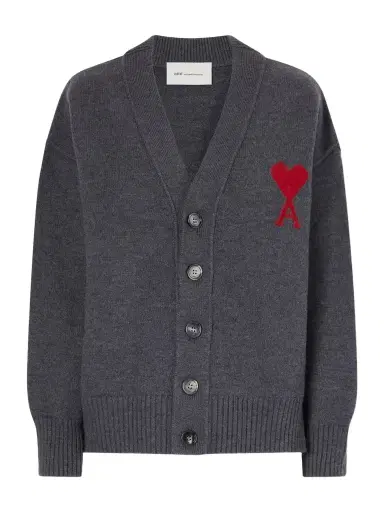 AMI PARIS + Net Sustain Adc Intarsia Wool Cardigan | Thumbnail 1 AMI PARIS + Net Sustain Adc Intarsia Wool Cardigan | Thumbnail 1