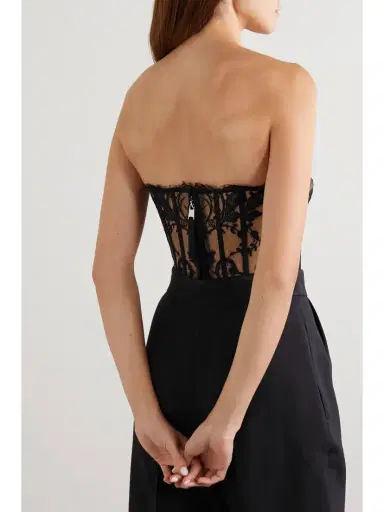 Alexander McQueen Satin-trimmed Cotton-blend Corded Lace Bustier Top | Thumbnail 3 Alexander McQueen Satin-trimmed Cotton-blend Corded Lace Bustier Top | Thumbnail 3