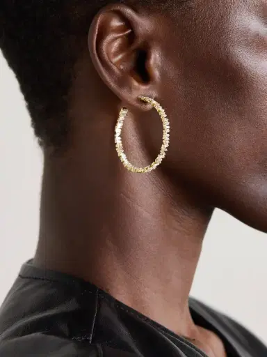 Suzanne Kalan 18-karat Gold Diamond Hoop Earrings | Thumbnail 2 Suzanne Kalan 18-karat Gold Diamond Hoop Earrings | Thumbnail 2