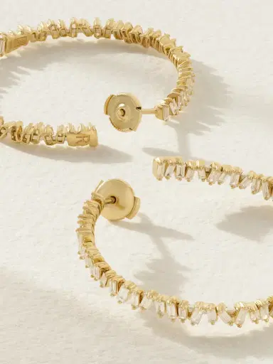Suzanne Kalan 18-karat Gold Diamond Hoop Earrings | Thumbnail 3 Suzanne Kalan 18-karat Gold Diamond Hoop Earrings | Thumbnail 3