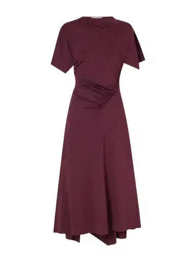Victoria Beckham Draped Satin-jersey Midi Dress | Thumbnail 1 Victoria Beckham Draped Satin-jersey Midi Dress | Thumbnail 1