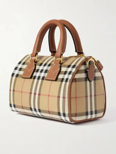 Burberry Mini Bowling Leather-trimmed Checked Bag | Thumbnail 3 Burberry Mini Bowling Leather-trimmed Checked Bag | Thumbnail 3