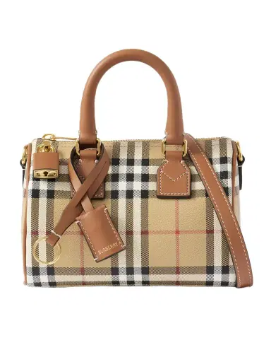 Burberry Mini Bowling Leather-trimmed Checked Bag | Thumbnail 1 Burberry Mini Bowling Leather-trimmed Checked Bag | Thumbnail 1
