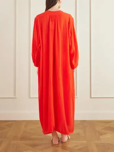 Les Vacances D’Irina Hazy Gathered Cotton Maxi Dress | Thumbnail 3 Les Vacances D’Irina Hazy Gathered Cotton Maxi Dress | Thumbnail 3