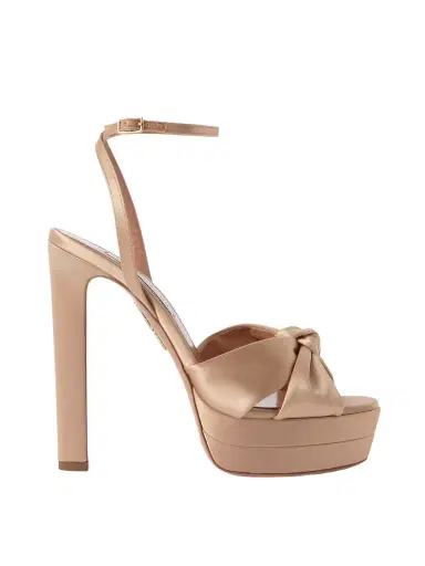 Aquazzura Cupid Plateau 130 Knotted Satin Platform Sandals | Thumbnail 1 Aquazzura Cupid Plateau 130 Knotted Satin Platform Sandals | Thumbnail 1