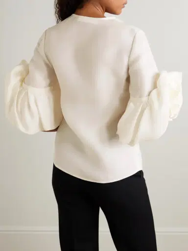 Carolina Herrera Gathered Silk Blouse | Thumbnail 4 Carolina Herrera Gathered Silk Blouse | Thumbnail 4