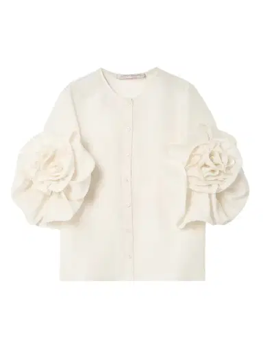 Carolina Herrera Gathered Silk Blouse | Thumbnail 1 Carolina Herrera Gathered Silk Blouse | Thumbnail 1