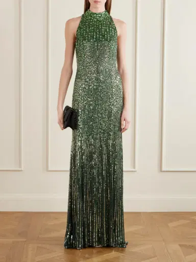 Jenny Packham Benue Sequined Mesh Halterneck Gown | Thumbnail 2 Jenny Packham Benue Sequined Mesh Halterneck Gown | Thumbnail 2