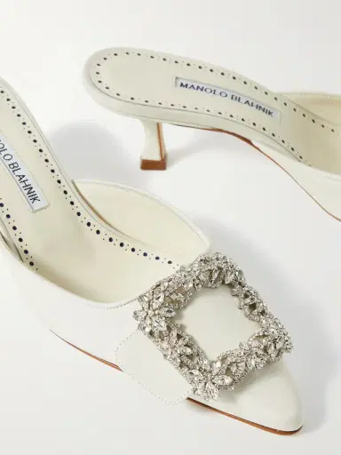 Manolo Blahnik Maysale 50 Buckled Crepe De Chine Mules | Thumbnail 4 Manolo Blahnik Maysale 50 Buckled Crepe De Chine Mules | Thumbnail 4