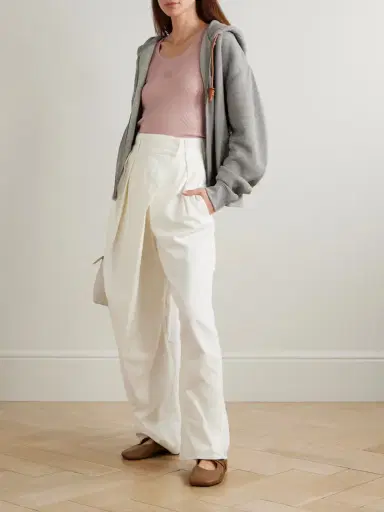 Loewe Flamenco Leather-trimmed Cotton-blend Jersey Hoodie | Thumbnail 2 Loewe Flamenco Leather-trimmed Cotton-blend Jersey Hoodie | Thumbnail 2
