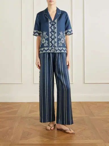 Eres Oolong Striped Silk-voile Straight-leg Pants | Thumbnail 3 Eres Oolong Striped Silk-voile Straight-leg Pants | Thumbnail 3