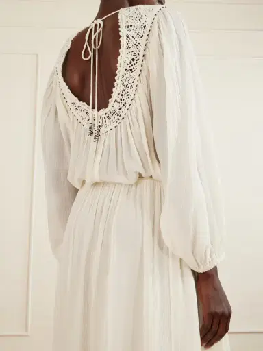 Isabel Marant Nydia Lace-trimmed Bead-embellished Silk-chiffon Midi Dress | Thumbnail 4 Isabel Marant Nydia Lace-trimmed Bead-embellished Silk-chiffon Midi Dress | Thumbnail 4