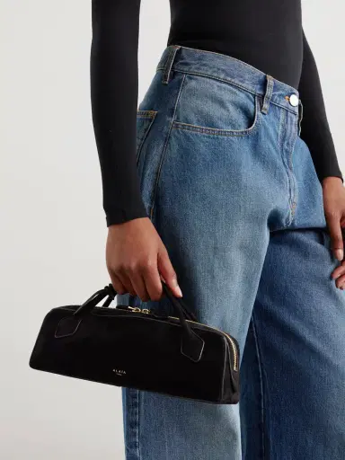 Alaïa Le Teckel Leather-trimmed Suede Clutch | Thumbnail 2 Alaïa Le Teckel Leather-trimmed Suede Clutch | Thumbnail 2