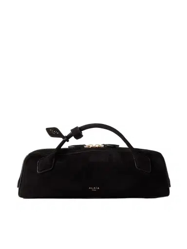 Alaïa Le Teckel Leather-trimmed Suede Clutch | Thumbnail 1 Alaïa Le Teckel Leather-trimmed Suede Clutch | Thumbnail 1