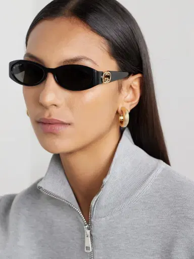 Gucci Eyewear Oval-frame Acetate And Gold-tone Sunglasses | Thumbnail 2 Gucci Eyewear Oval-frame Acetate And Gold-tone Sunglasses | Thumbnail 2