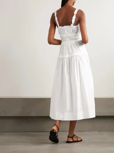 DÔEN Marianne Shirred Organic Cotton-poplin Midi Dress | Thumbnail 3 DÔEN Marianne Shirred Organic Cotton-poplin Midi Dress | Thumbnail 3