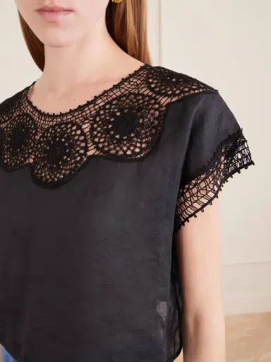 Nili Lotan Caila Crochet-trimmed Ramie Top | Thumbnail 5 Nili Lotan Caila Crochet-trimmed Ramie Top | Thumbnail 5