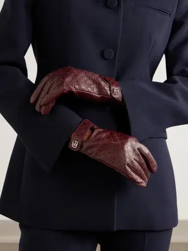 Gucci Debossed Leather Gloves | Thumbnail 2 Gucci Debossed Leather Gloves | Thumbnail 2
