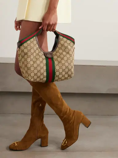 Gucci Giglio Small Leather-trimmed Canvas-jacquard Tote | Thumbnail 2 Gucci Giglio Small Leather-trimmed Canvas-jacquard Tote | Thumbnail 2