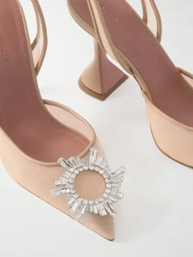 Amina Muaddi Begum Crystal-embellished Leather-trimmed Mesh Slingback Pumps | Thumbnail 4 Amina Muaddi Begum Crystal-embellished Leather-trimmed Mesh Slingback Pumps | Thumbnail 4