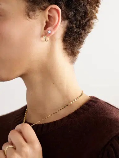 STONE AND STRAND Tie The Knot 9-karat Gold Diamond Hoop Earrings | Thumbnail 4 STONE AND STRAND Tie The Knot 9-karat Gold Diamond Hoop Earrings | Thumbnail 4