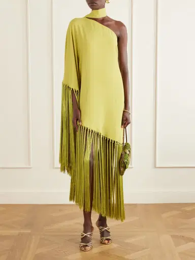 Taller Marmo Gunilla One-shoulder Scarf-detailed Fringed Crepe Mini Dress | Thumbnail 2 Taller Marmo Gunilla One-shoulder Scarf-detailed Fringed Crepe Mini Dress | Thumbnail 2