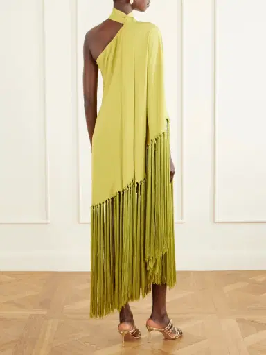 Taller Marmo Gunilla One-shoulder Scarf-detailed Fringed Crepe Mini Dress | Thumbnail 3 Taller Marmo Gunilla One-shoulder Scarf-detailed Fringed Crepe Mini Dress | Thumbnail 3