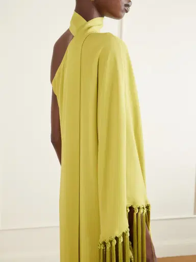 Taller Marmo Gunilla One-shoulder Scarf-detailed Fringed Crepe Mini Dress | Thumbnail 4 Taller Marmo Gunilla One-shoulder Scarf-detailed Fringed Crepe Mini Dress | Thumbnail 4