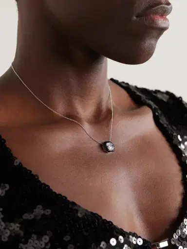 Nikos Koulis Oui 18-karat White Gold, Diamond And Enamel Necklace | Thumbnail 2 Nikos Koulis Oui 18-karat White Gold, Diamond And Enamel Necklace | Thumbnail 2