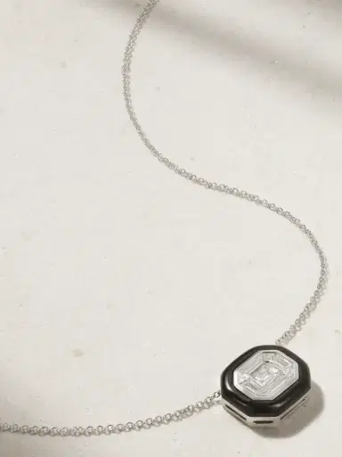 Nikos Koulis Oui 18-karat White Gold, Diamond And Enamel Necklace | Thumbnail 1 Nikos Koulis Oui 18-karat White Gold, Diamond And Enamel Necklace | Thumbnail 1