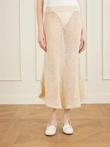 Khaite Inaya Crocheted Cotton And Silk-blend Midi Skirt | Thumbnail 3 Khaite Inaya Crocheted Cotton And Silk-blend Midi Skirt | Thumbnail 3
