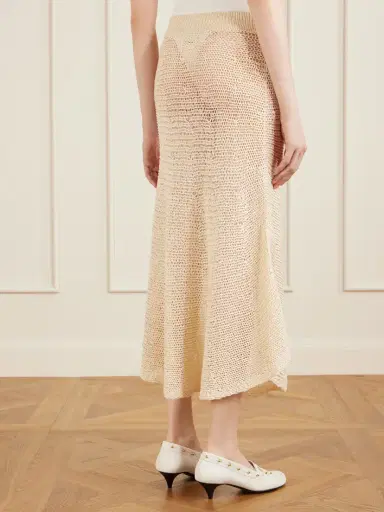Khaite Inaya Crocheted Cotton And Silk-blend Midi Skirt | Thumbnail 4 Khaite Inaya Crocheted Cotton And Silk-blend Midi Skirt | Thumbnail 4