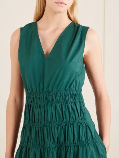 Proenza Schouler White Label Loren Shirred Cotton-blend Poplin Midi Dress | Thumbnail 4 Proenza Schouler White Label Loren Shirred Cotton-blend Poplin Midi Dress | Thumbnail 4