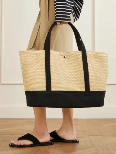 TOTEME Canvas-trimmed Raffia Tote | Thumbnail 2 TOTEME Canvas-trimmed Raffia Tote | Thumbnail 2