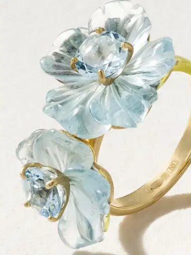 Irene Neuwirth Tropical Flower Duet 18-karat Gold Aquamarine Ring | Thumbnail 4 Irene Neuwirth Tropical Flower Duet 18-karat Gold Aquamarine Ring | Thumbnail 4