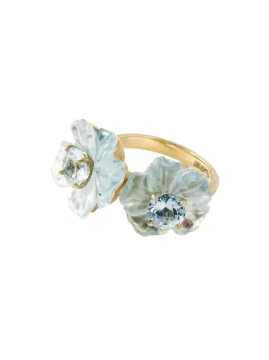 Irene Neuwirth Tropical Flower Duet 18-karat Gold Aquamarine Ring | Thumbnail 1 Irene Neuwirth Tropical Flower Duet 18-karat Gold Aquamarine Ring | Thumbnail 1