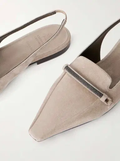 Brunello Cucinelli Suede Pointed-toe Slingback Flats | Thumbnail 5 Brunello Cucinelli Suede Pointed-toe Slingback Flats | Thumbnail 5