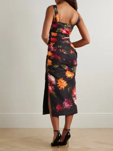 Carolina Herrera Draped Floral-print Faille Midi Dress | Thumbnail 3 Carolina Herrera Draped Floral-print Faille Midi Dress | Thumbnail 3