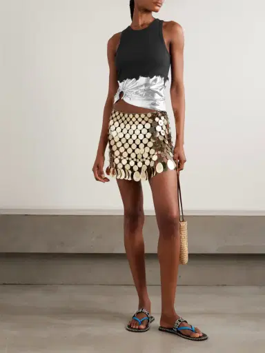Rabanne Embellished Metallic Ribbed Cotton-blend Jersey Tank | Thumbnail 2 Rabanne Embellished Metallic Ribbed Cotton-blend Jersey Tank | Thumbnail 2