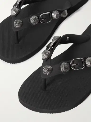 Balenciaga Cagole Embellished Rubber Flip Flops | Thumbnail 4 Balenciaga Cagole Embellished Rubber Flip Flops | Thumbnail 4