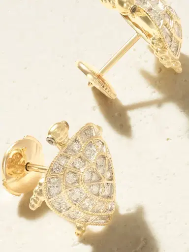 Yvonne Léon Tortue Coeur 9-karat Gold Diamond Earrings | Thumbnail 3 Yvonne Léon Tortue Coeur 9-karat Gold Diamond Earrings | Thumbnail 3