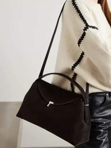 TOTEME T-lock Suede Shoulder Bag | Thumbnail 2 TOTEME T-lock Suede Shoulder Bag | Thumbnail 2