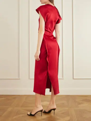 Victoria Beckham Satin Midi Dress | Thumbnail 3 Victoria Beckham Satin Midi Dress | Thumbnail 3