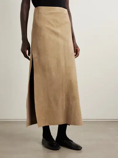 The Row Danas Paneled Suede Midi Skirt | Thumbnail 3 The Row Danas Paneled Suede Midi Skirt | Thumbnail 3