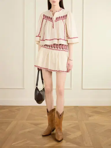 Marant Étoile Picadilia Embroidered Organic Cotton Mini Skirt | Thumbnail 2 Marant Étoile Picadilia Embroidered Organic Cotton Mini Skirt | Thumbnail 2