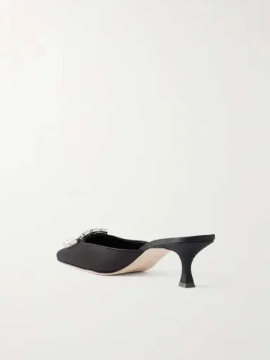 Manolo Blahnik Mayjou 50 Crystal-embellished Satin Mules | Thumbnail 3 Manolo Blahnik Mayjou 50 Crystal-embellished Satin Mules | Thumbnail 3