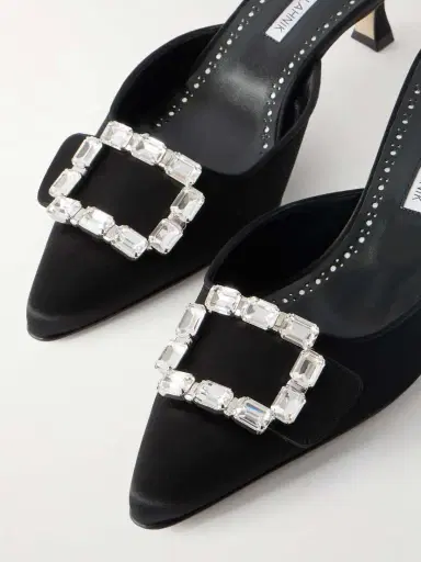 Manolo Blahnik Mayjou 50 Crystal-embellished Satin Mules | Thumbnail 5 Manolo Blahnik Mayjou 50 Crystal-embellished Satin Mules | Thumbnail 5